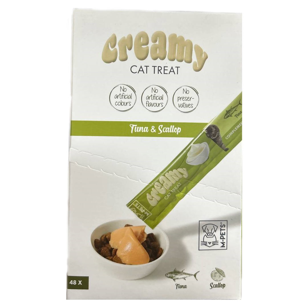 M-Pets Kremali Ton Balıklı ve Deniz Tarağı Sıvı Kedi Ödülü 12x60gr