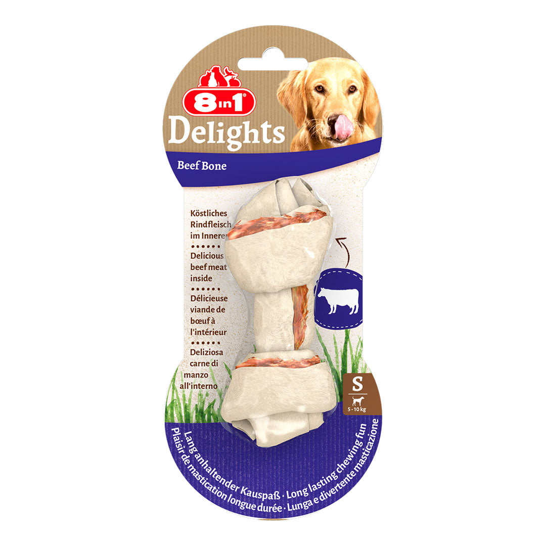8 IN 1 Delights Bones with Beef Knotted Dog Bone Small