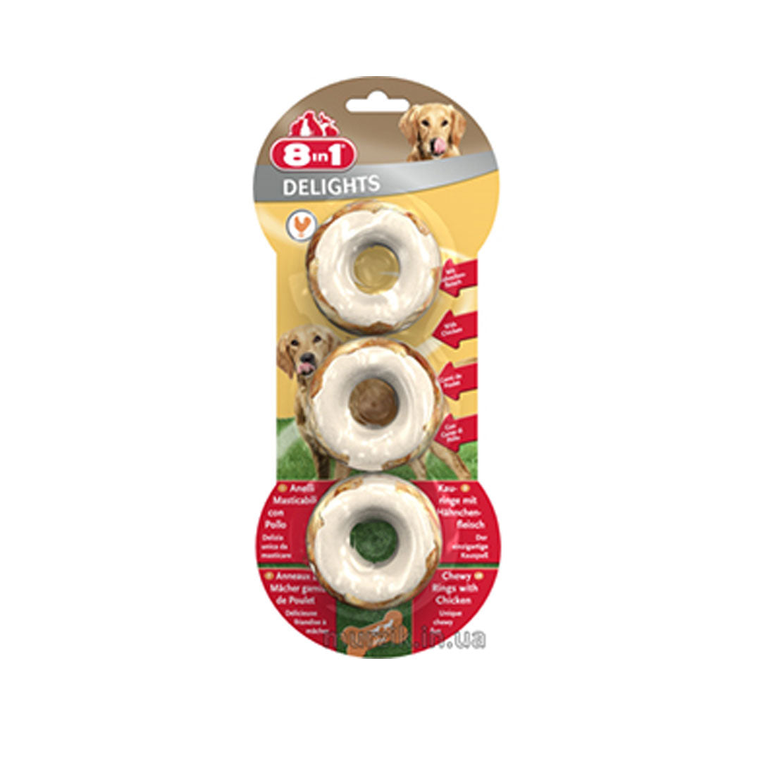 8 in 1 Delights Bones Halka Şeklinde Köpek Ağız Bakım Kemiği (3'lü) 119gr