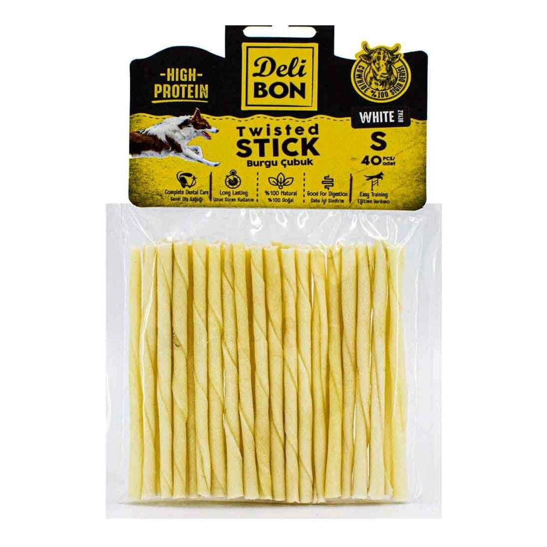 Delibon White Thin Twisted Stick Bone Dog Treats Small 40pcs