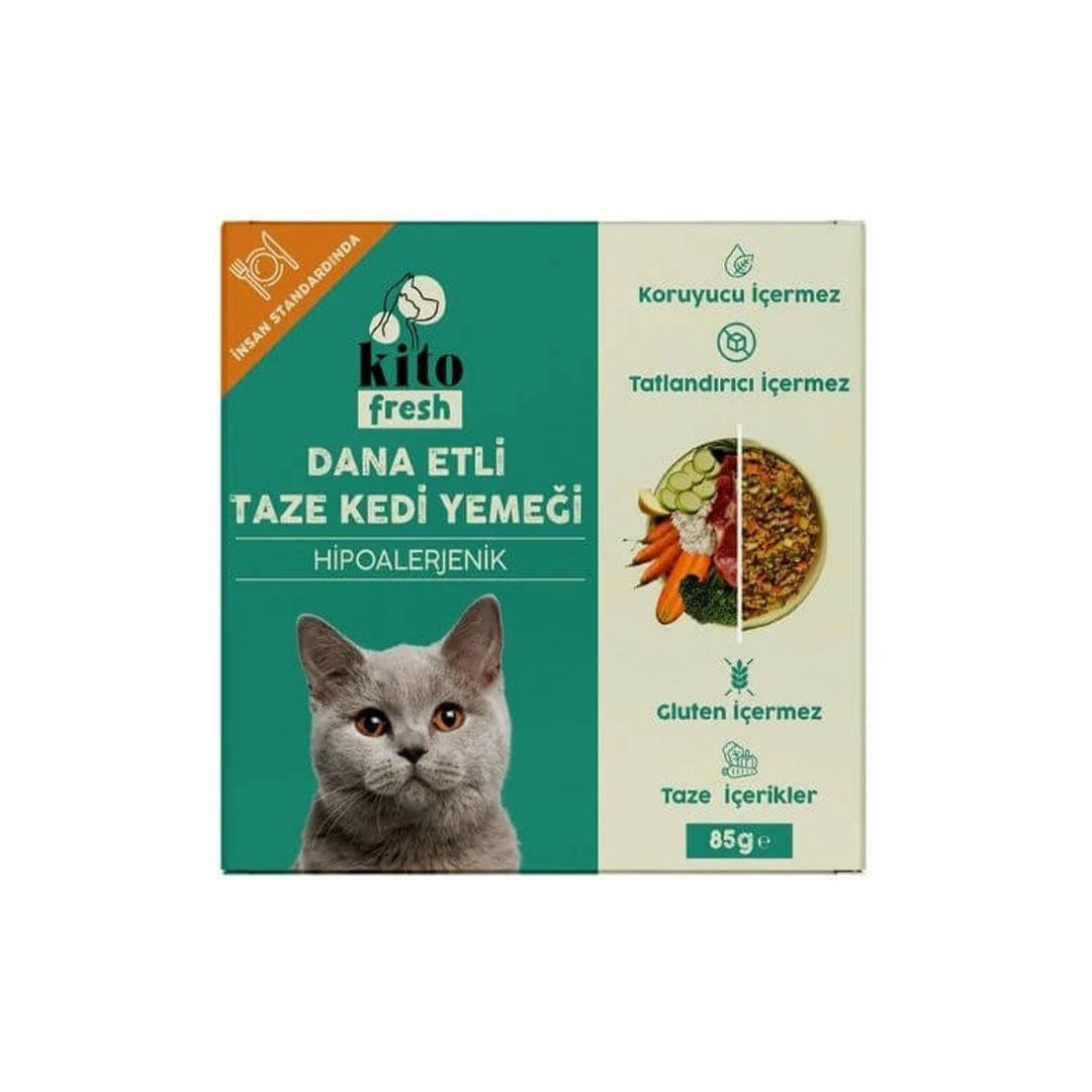 Kito Hipoalerjenik Dana Etli Taze Kedi Yemeği 85gr