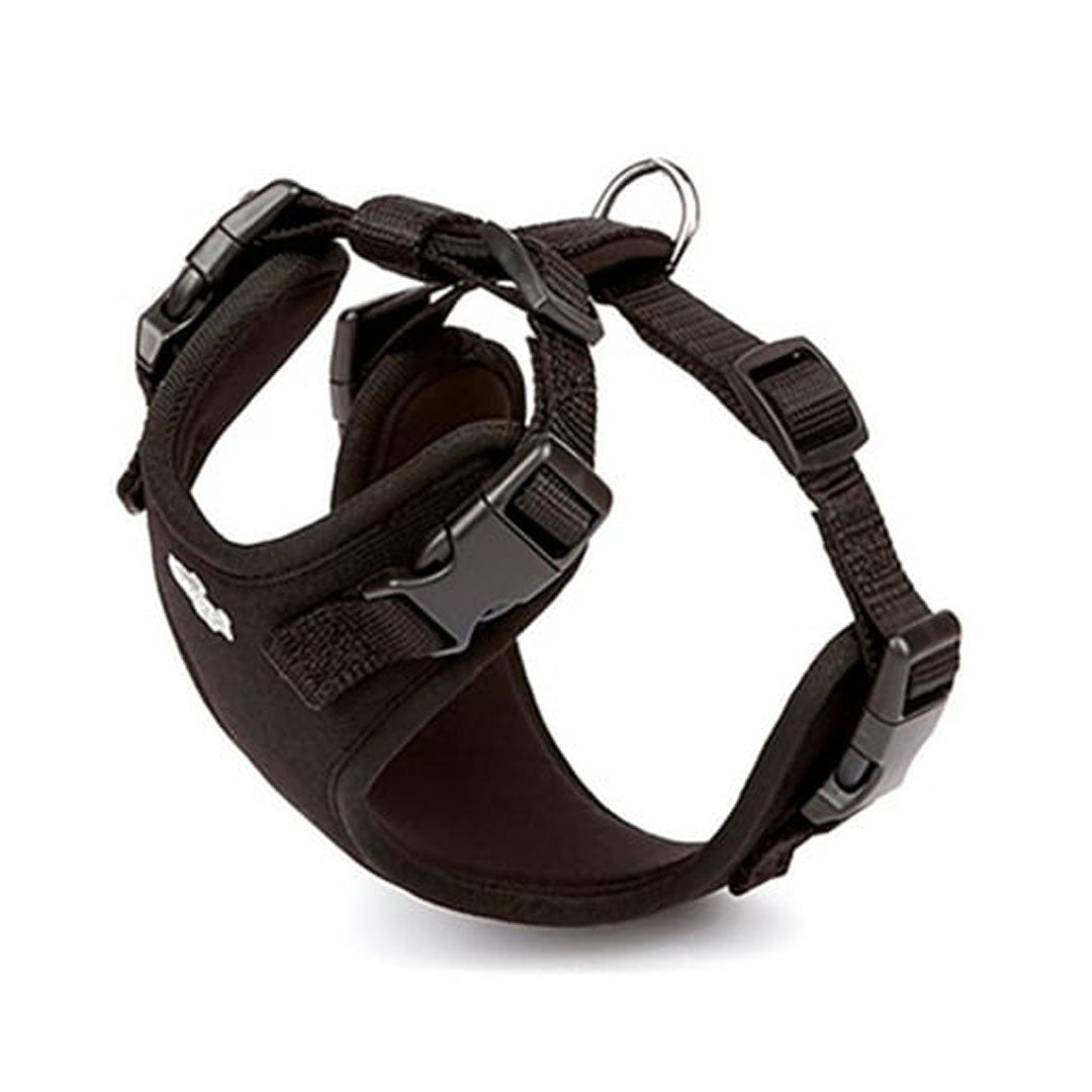 Doggie Havalı Dokumadan El Yapımı Siyah Köpek Göğüs Tasması XS-1,5x35-45cm