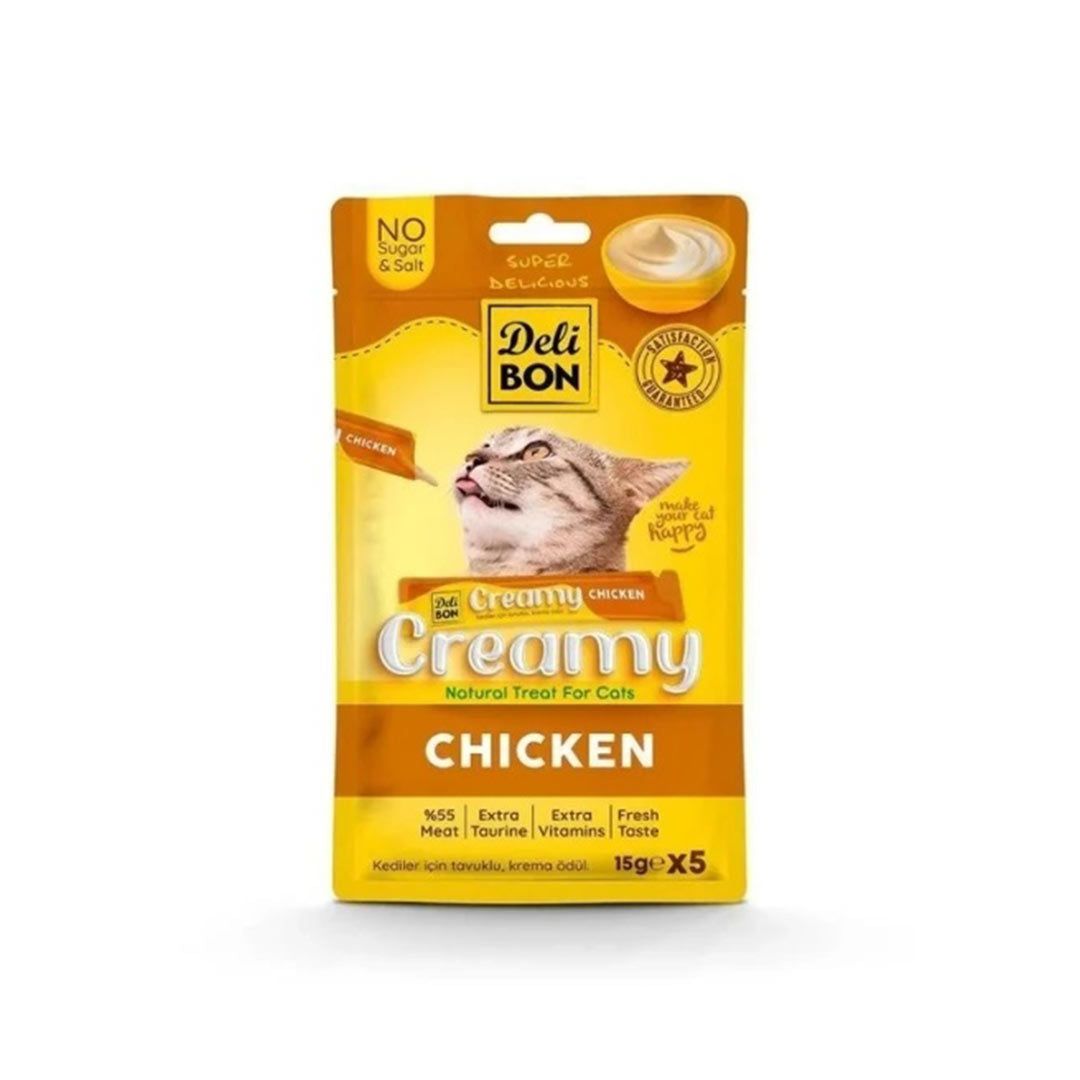 Delibon Creamy Tavuklu Sıvı Kedi Ödül Maması 5x15 Gr