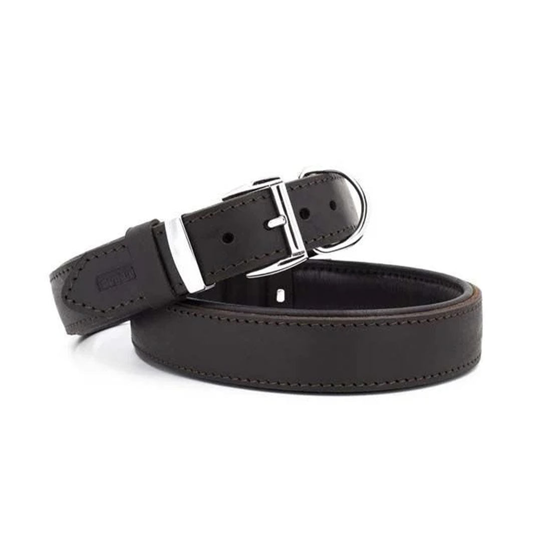 Doggie Yağlı Deri Kahverengi Köpek Boyun Tasması Large 1,5x20-25 Cm