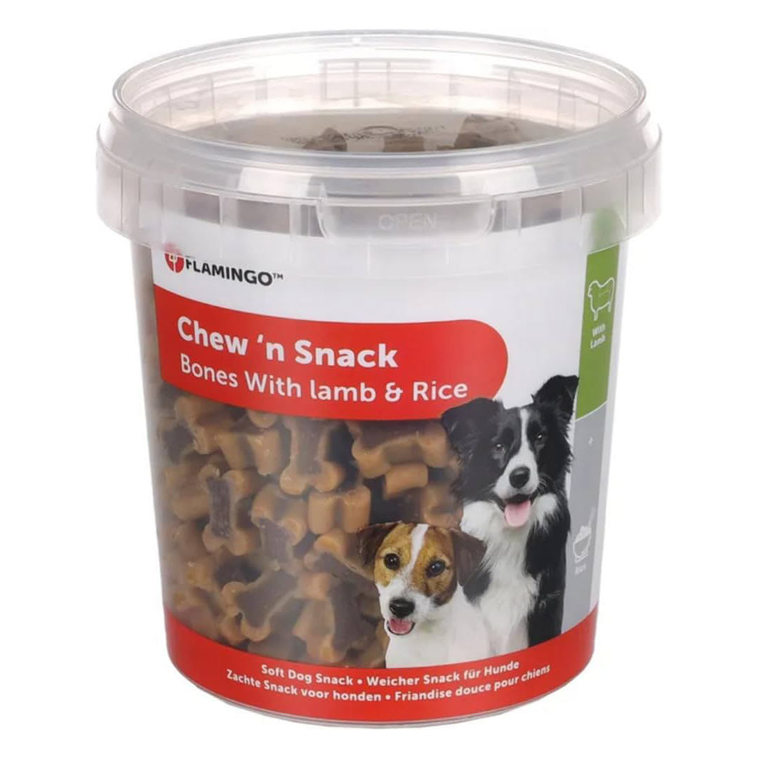 فلامینگو استخوانهای چاقو زنانه برای سگ با گوشت گوسفند و برنج ۵۰۰ گرم