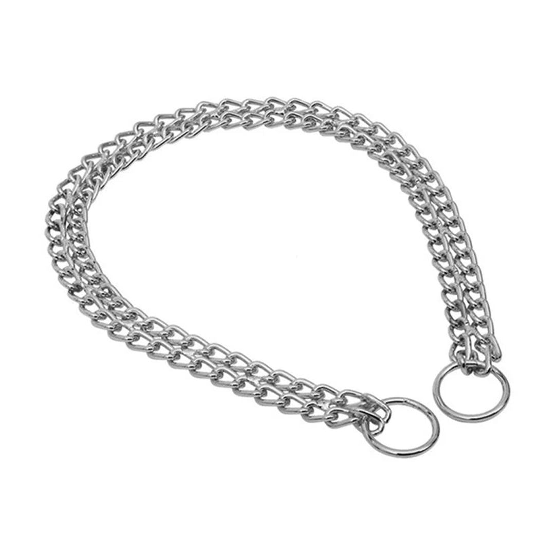 Doggie Choke Double Chain Chrome Plated Dog Collar 2.5x35-45cm