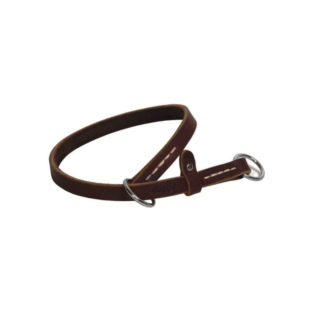 Doggie Eğitim Serisi Yağlı Gerçek Deriden El Yapımı Boğma Ayarlı Kahverengi Eğitim Köpek Tasması S-1,5x40-50cm