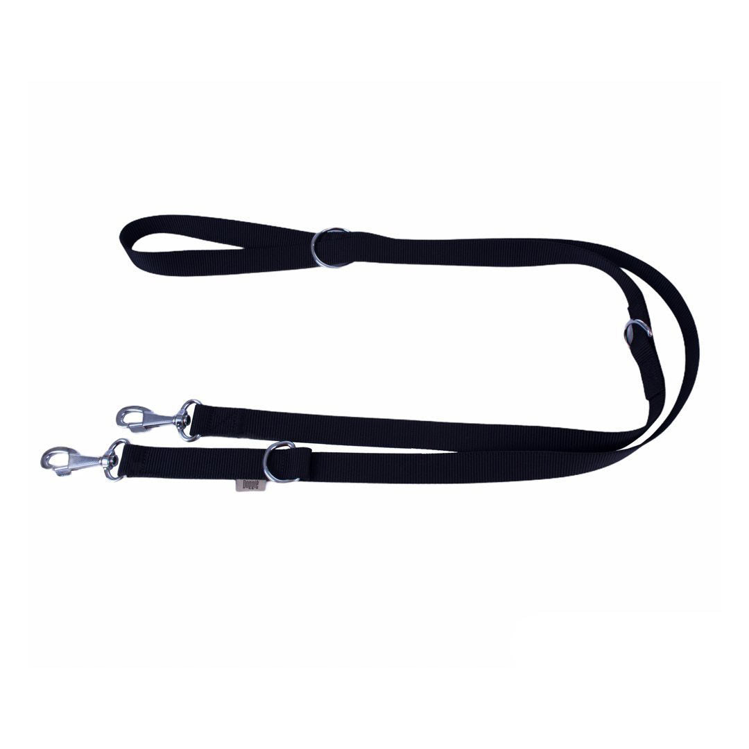 Doggie Classic Woven Black Dog Walking Collar Medium 2.5x120-200 Cm