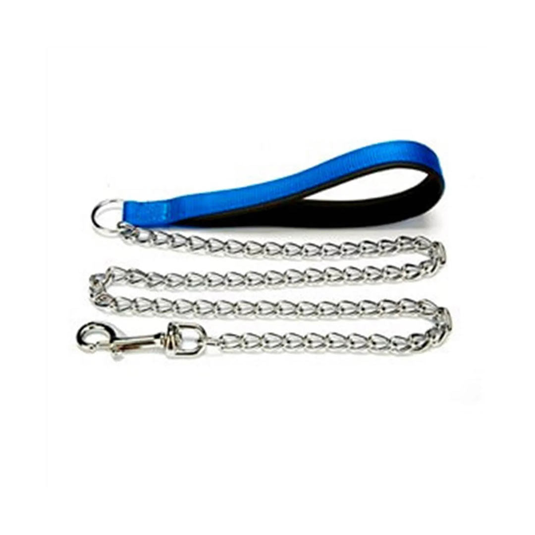 Doggie Konforlu Dokumadan El Yapımı Zincirli Royal Mavi Köpek Gezdirme Kayışı 4x110cm