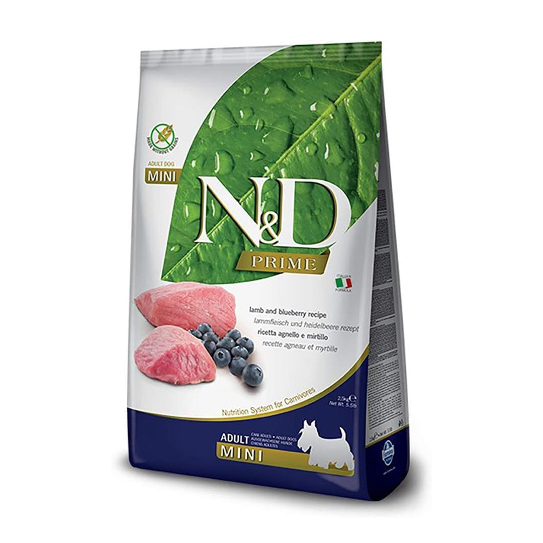 N&D Prime Tahılsız Kuzulu ve Yaban Mersinli Küçük Irk Yetişkin Köpek Maması 2,5 Kg