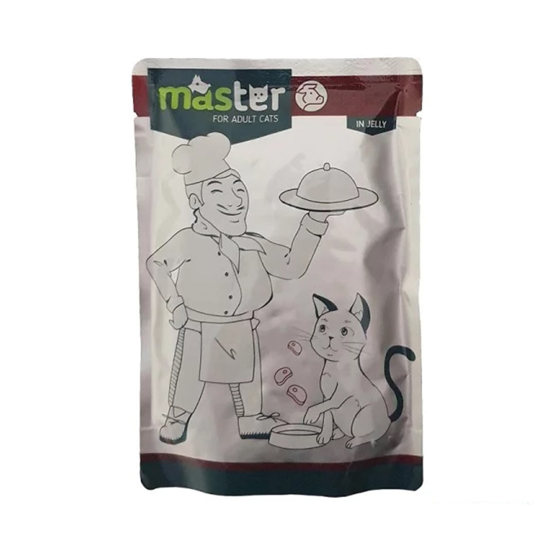 غذای خیس گوشت گاو بزرگسال با ژله مستر 80 گرم