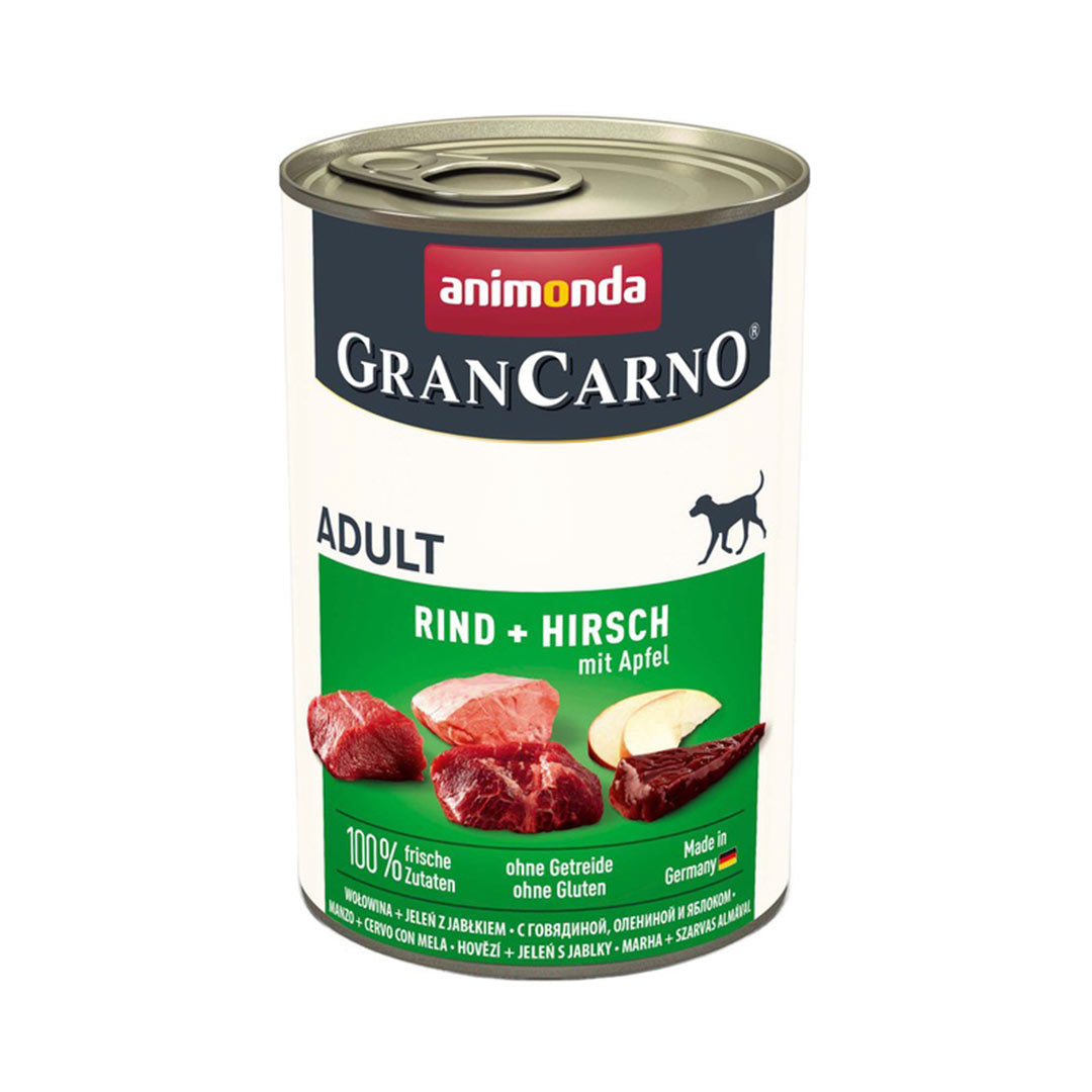 Animonda Gran Carno Sığırli, Geyikli ve Elmalı Yetişkin Köpek Konservesi 400gr