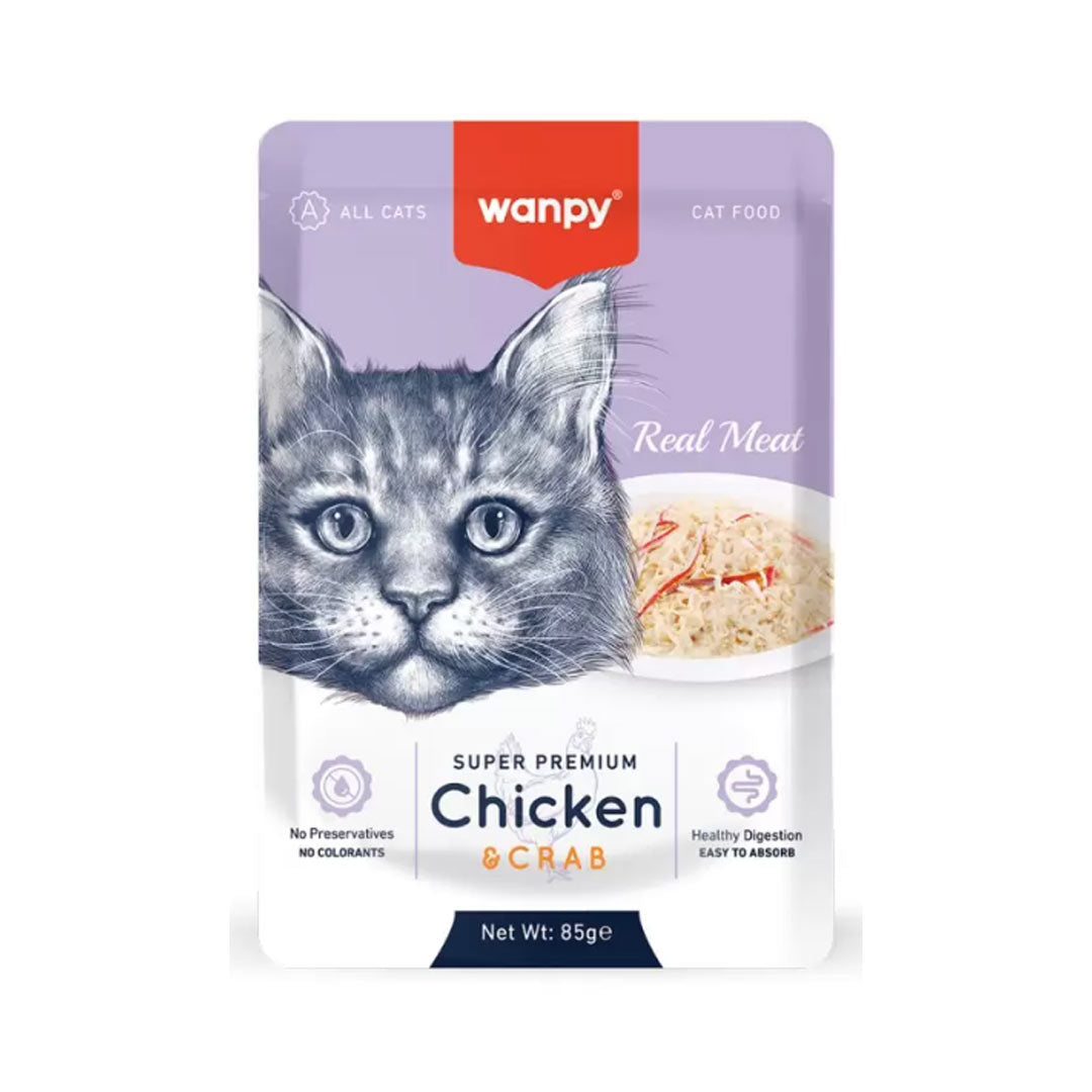 Wanpy Pouch Tavuklu & Yengeçli Yaş Kedi Maması 85g