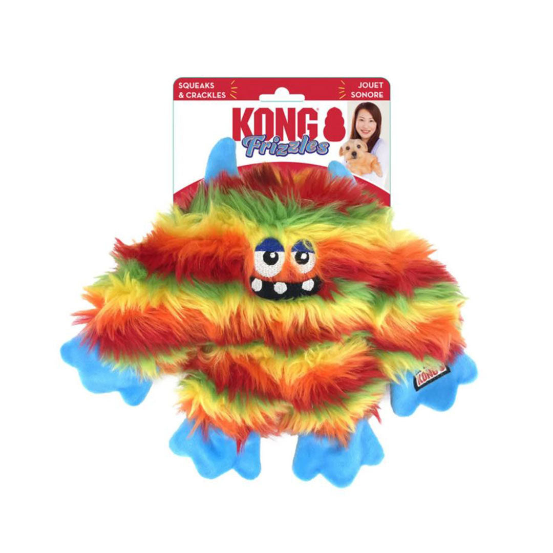 Kong Frizzles Zazzle Cute Monster Squeaky Plush Dog Toy M