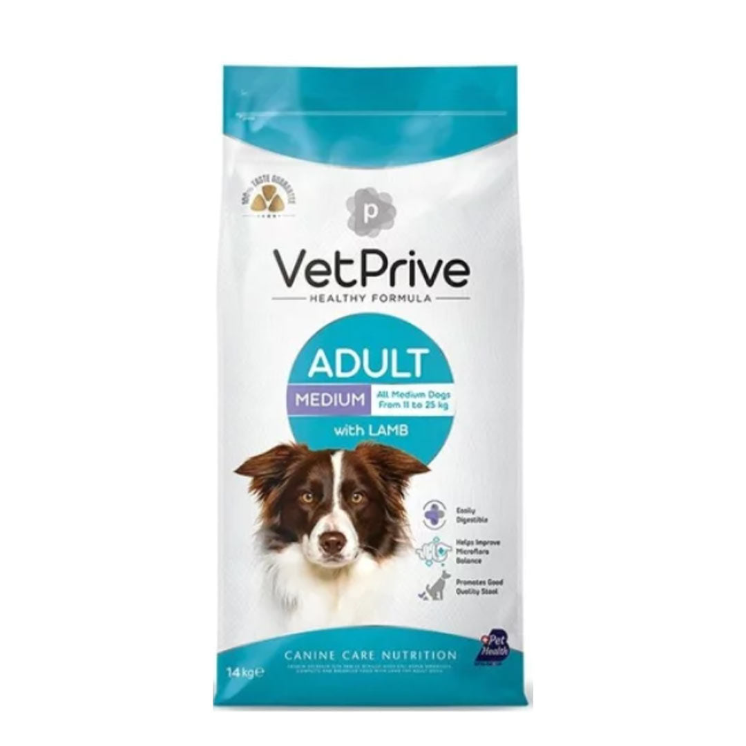 Vet Prive Medium Breed Adult Dog Food with Lamb Meat 14kg