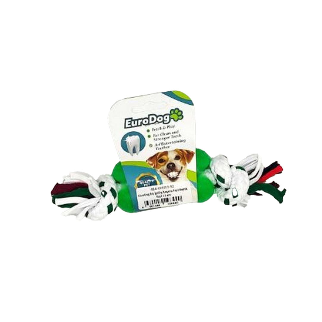 اسباب بازی سگ اروپاگ به شکل استخوان سفید/سبز طناب خراش دندان 15 سانتیمتر