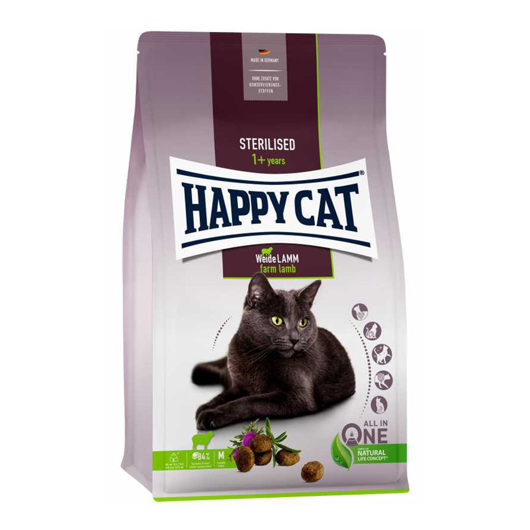 Happy Cat Weide Lamm Kuzu Etli Kısırlaştırılmış Kedi Maması 10kg