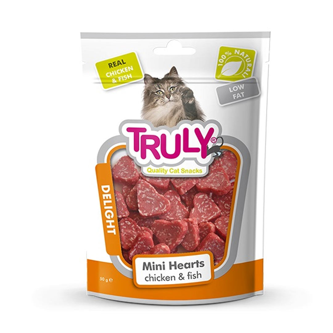 Truly Delight Tavuk Etli ve Balıklı Kalp Şeklinde Yumuşak Kedi Ödül Maması 50gr