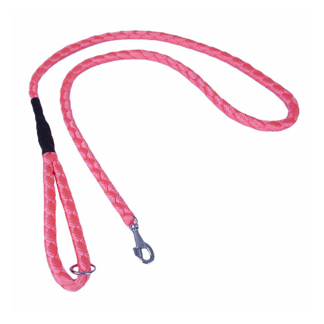 Doggie Dokumadan El Yapımı Örgülü Pembe Köpek Gezdirme Kayışı M-2x140cm