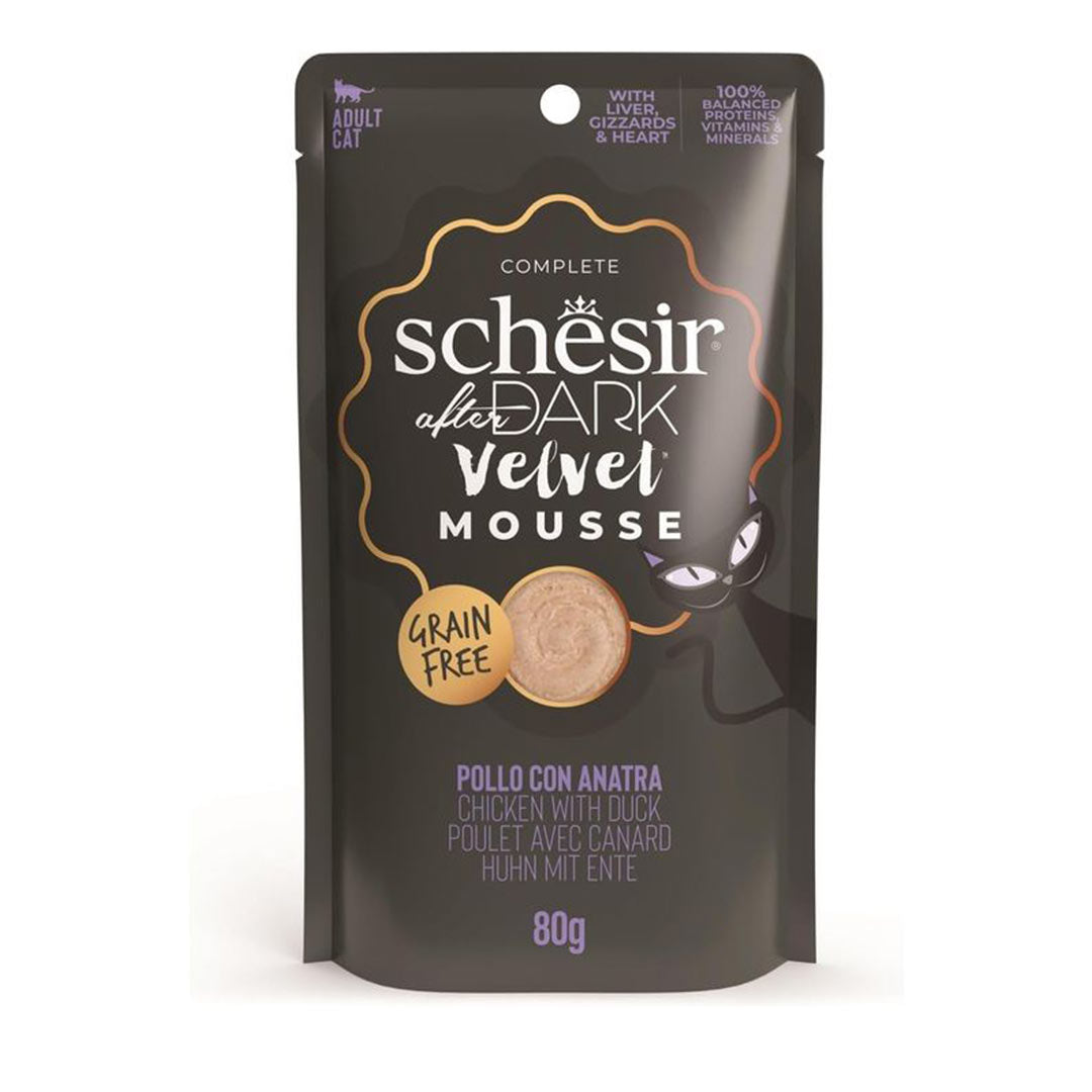 Schesir After Dark Velvet Mousse Grain-Free Chicken and Duck Adult Cat Wet Food 80gr