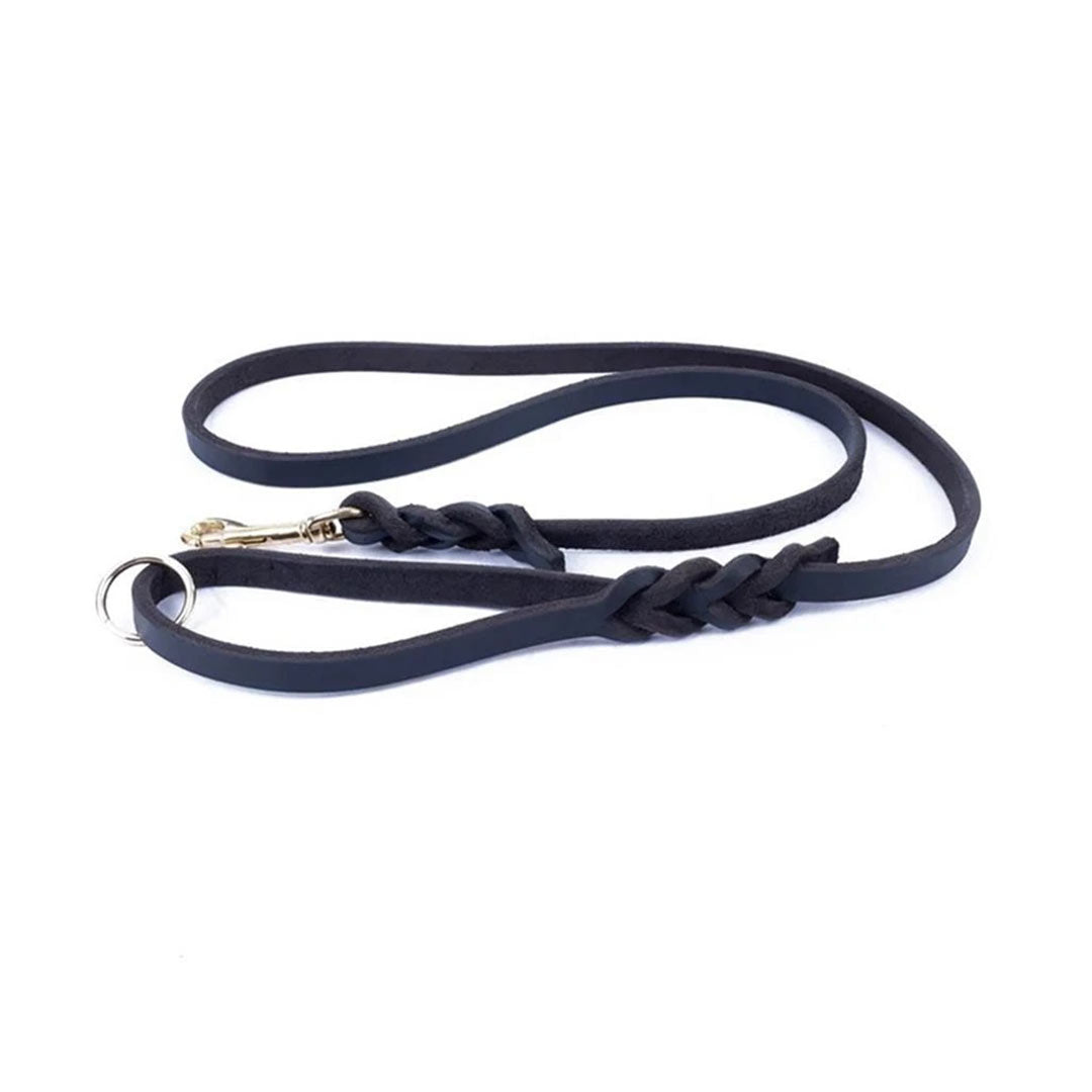 آموزش سری Doggie مدل بافته شده چرم اصل روغنی دست ساز آموزش بند مسافرتی سگ قهوه ای 1,4x180cm