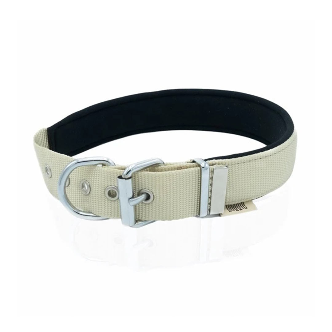 Doggie Comfortable Woven Handmade Spiked Khaki Dog Collar 3x47-55cm