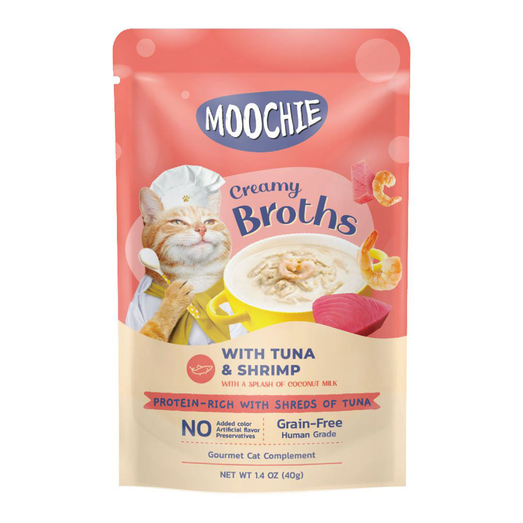 سوپ گربه بدون تهالی موچی با ماهي تنه و میگو 40 گرم