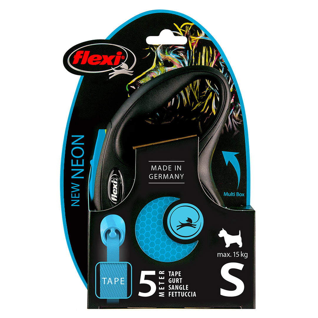 Flexi Style Otomatik Şerit Neon Mavi Köpek Gezdirme Tasmasi S 5m 15kg
