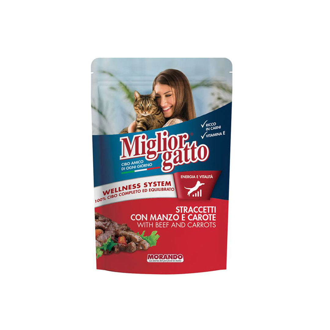 Miglior Gatto Pouch Biftek Etli ve Havuçlu Yetişkin Kedi Yaş Maması 100gr