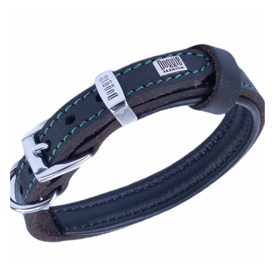 Doggie Yağlı Gerçek Deriden El Yapımı Kahverengi Köpek Boyun Tasması Medium 1.5x25-30 Cm