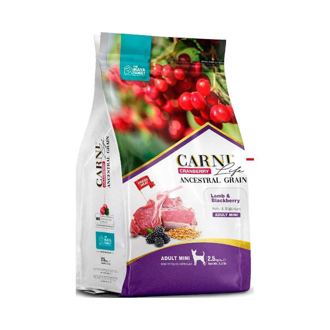 Carni Life Kızılcık Kuzu Etli ve Böğürtlenli Yetişkin Mini Irk Köpek Maması 2.5 Kg