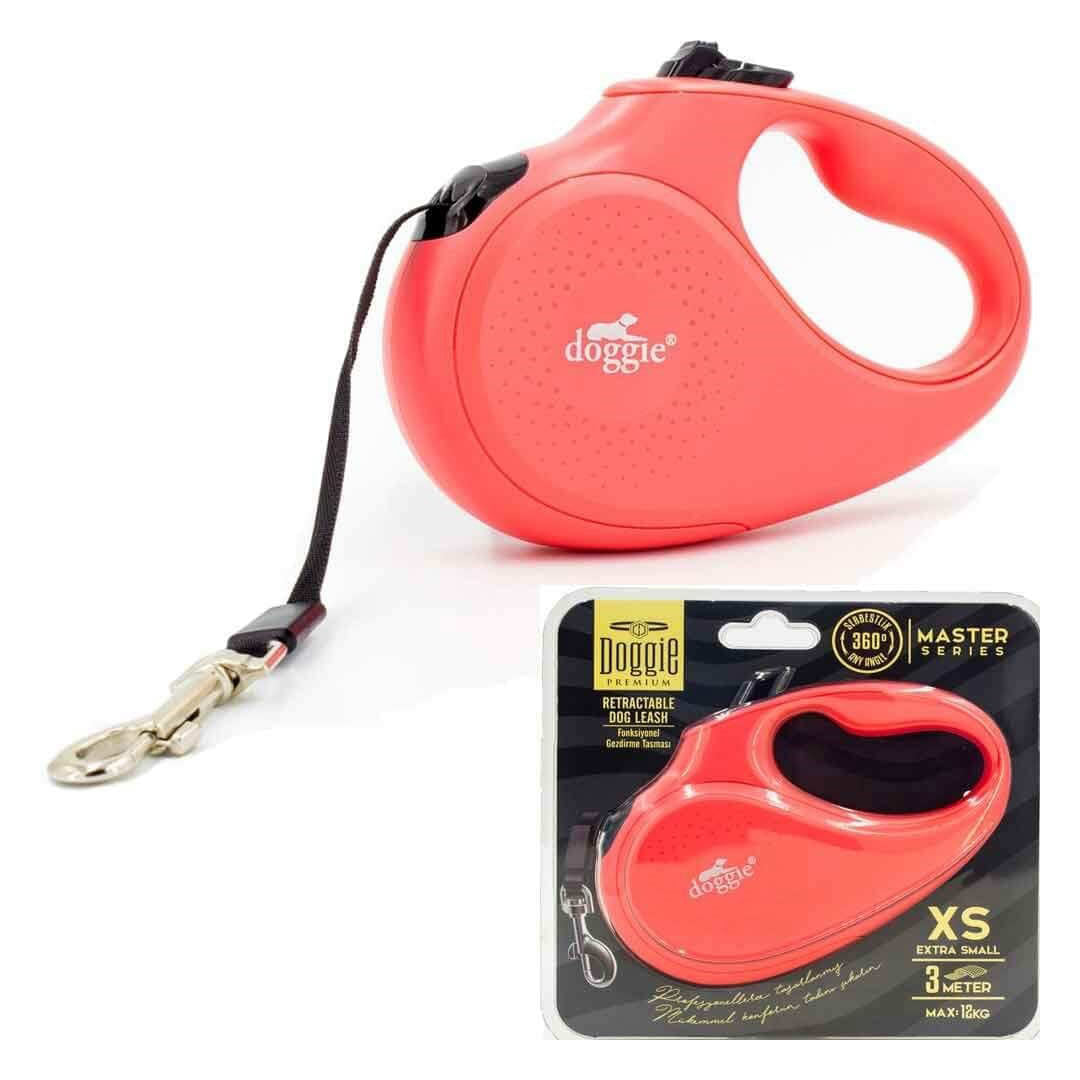 Doggie Master Serisi Otomatik Pembe Köpek Gezdirme Tasması XS 12kg 3mt