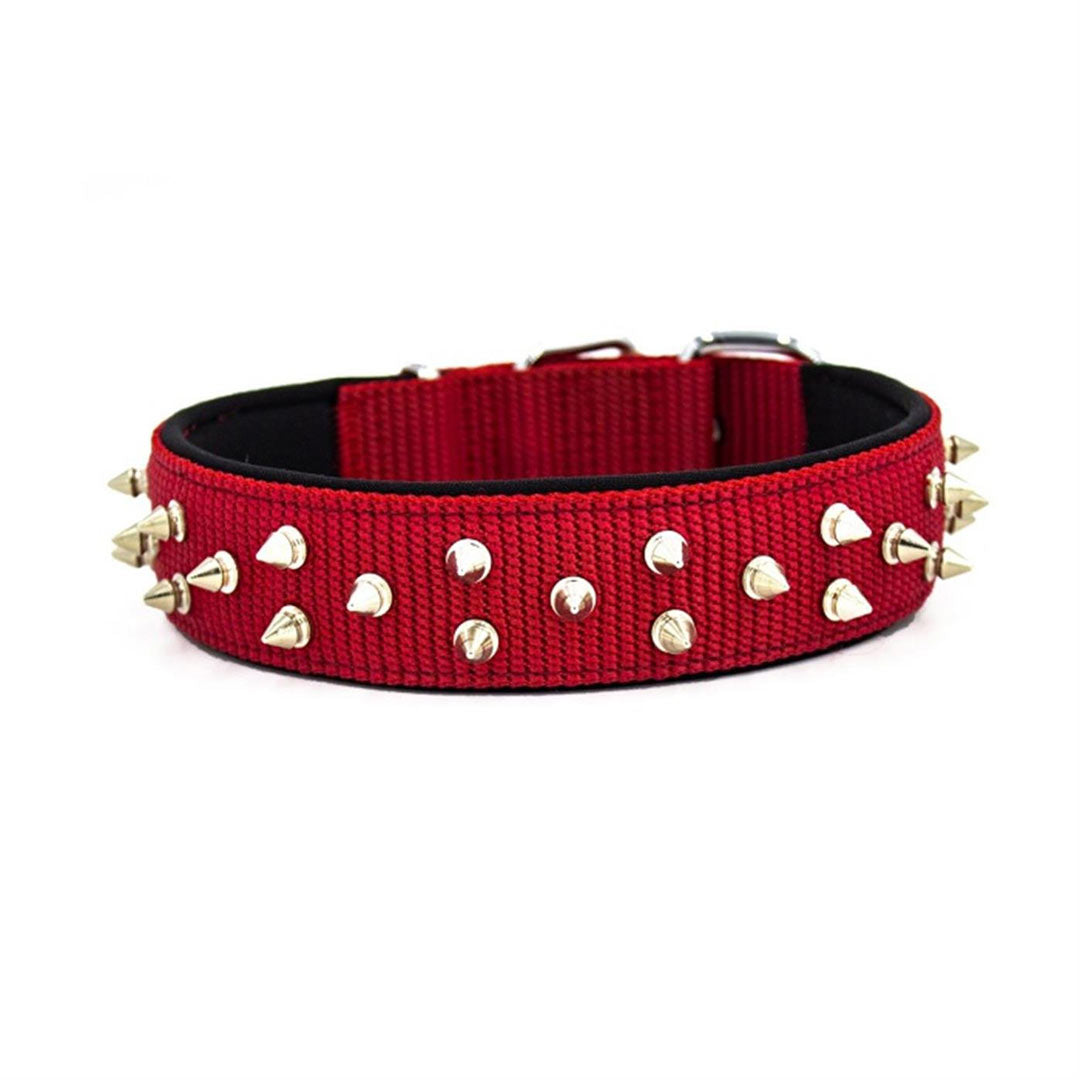 Doggie Comfort Handmade Red Studded Dog Collar 4x52-60cm