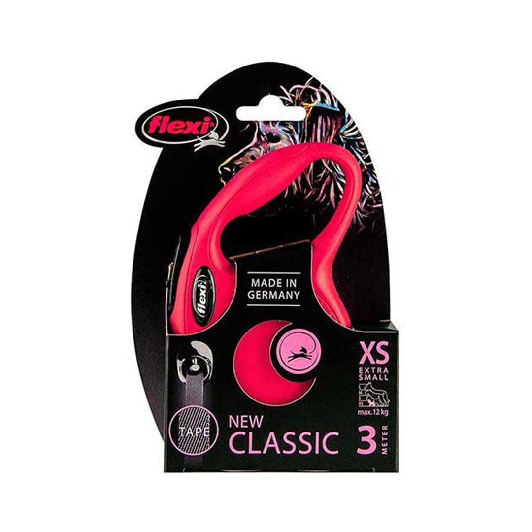 Flexi New Classic Otomatik Şerit Neon Kirmizi Köpek Gezdirme Tasmasi XS 3m 12kg