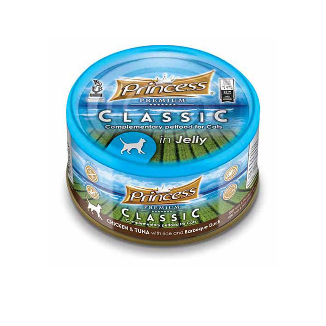 Princess Classic Tavuklu, Ton Balıklı, Izgara Ördekli ve Pirinçli Yetişkin Kedi Konservesi 170gr