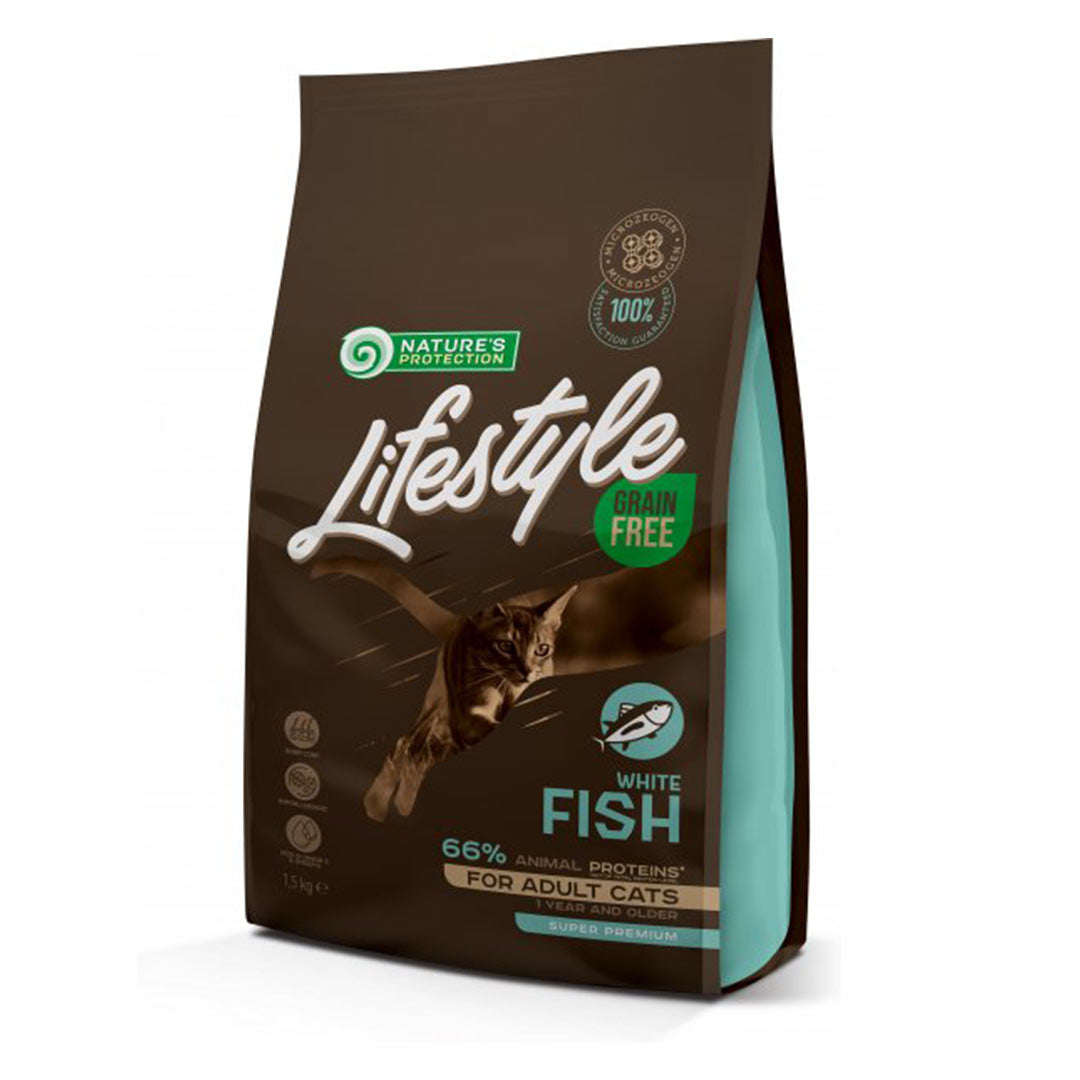 Natures Protection Lifestyle Tahılsız Beyaz Balıklı Yetişkin Kedi Maması 1.5kg