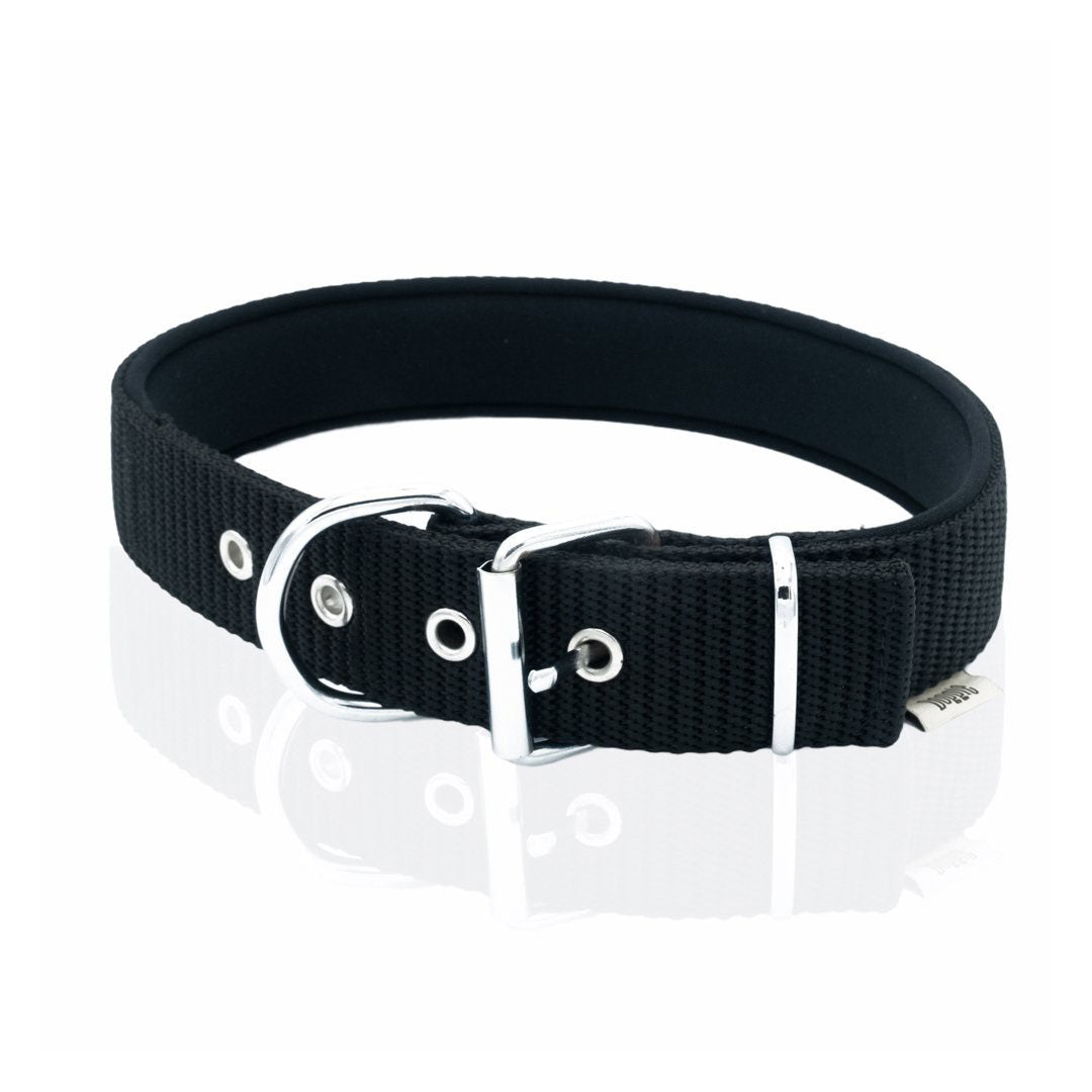 Doggie Elit Dokumadan El Yapımı Siyah Köpek Boyun Tasması Large 4x57-65 Cm