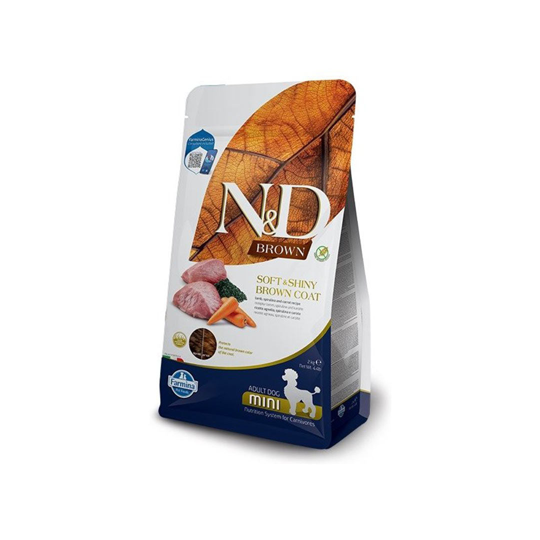 N&D Brown Kuzu Etli, Spirulina ve Havuçlu Küçük Irk Yetişkin Köpek Maması 2kg