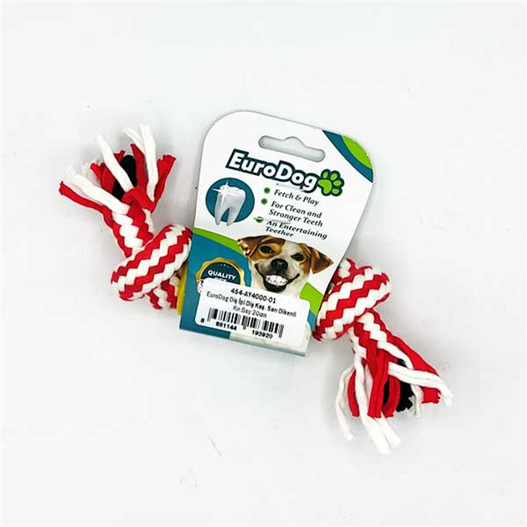 لعبة الكلب من EuroDog مع حبل للعض المزود بأشواك باللون الأبيض والأحمر والأصفر 20 سم