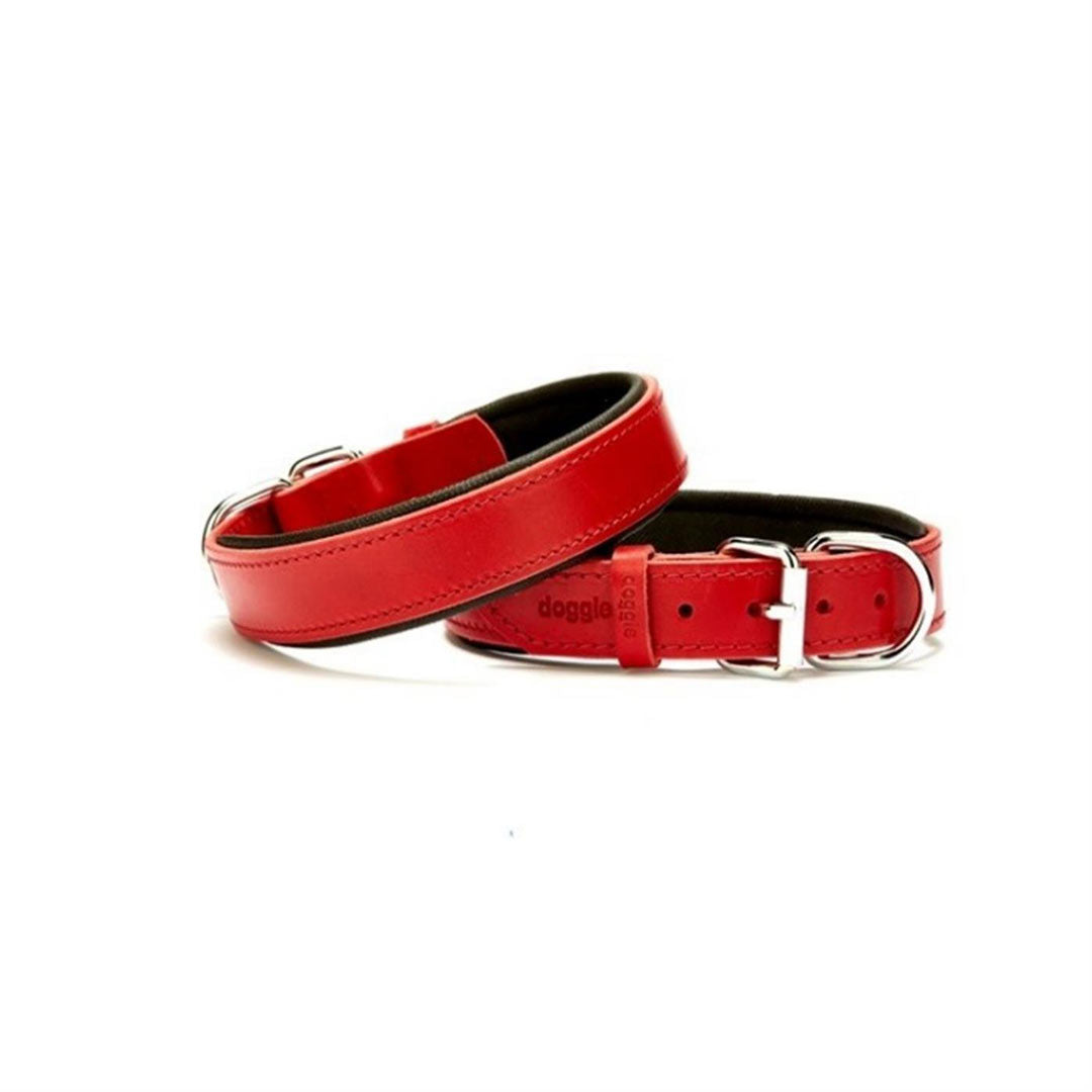 Doggie Konforlu Gerçek Deriden El Yapımı Kirmizi Köpek Boyun Tasması 3x42-50cm