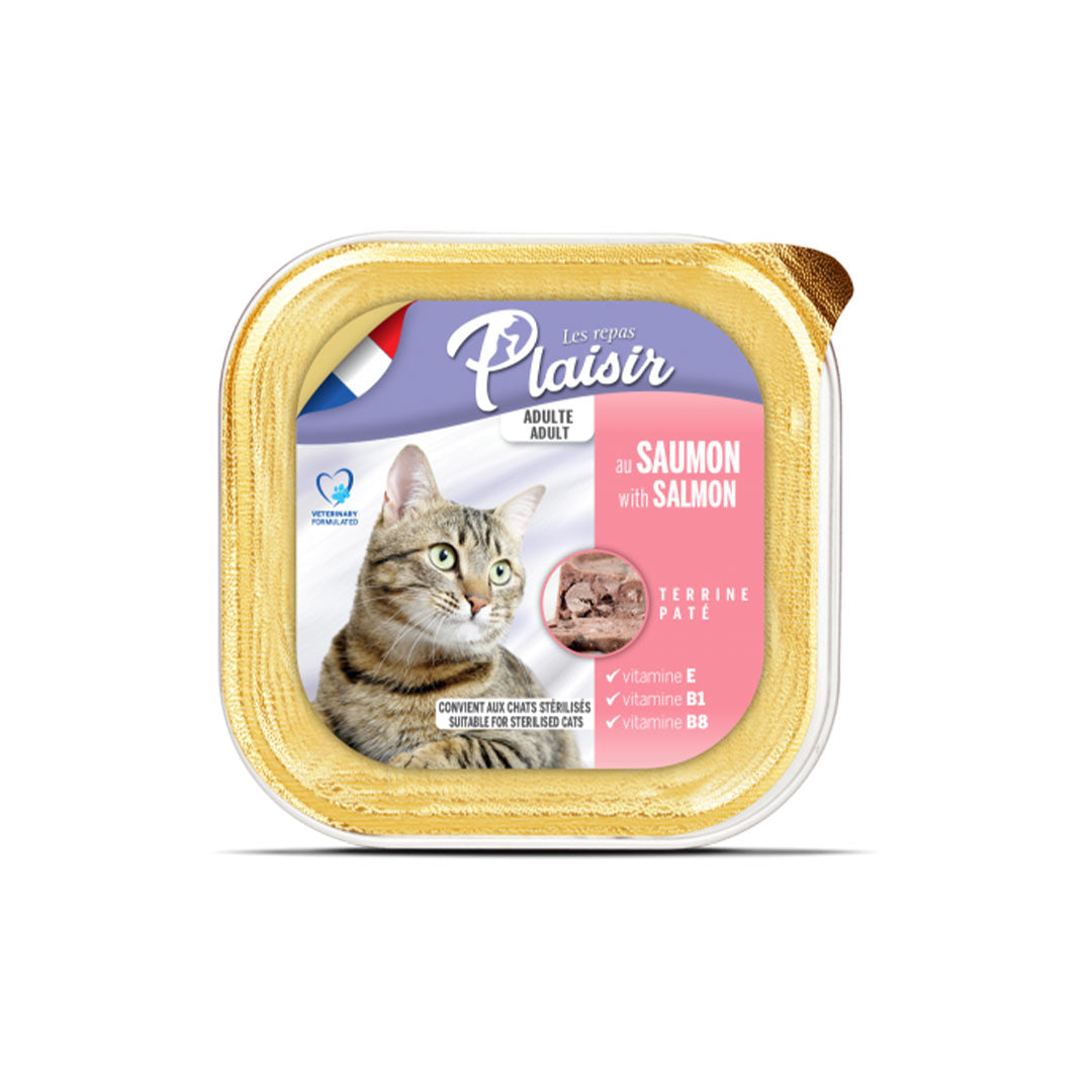 بليسير معقمة للقطط البالغة مع معجون السلمون 100 جرام