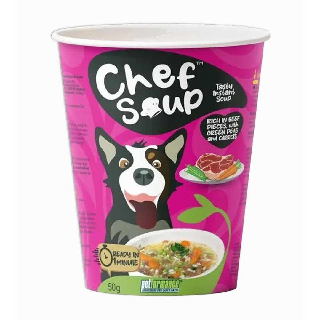 سوپ آماده گوشت گاو با نخود فرنگی و هویج 50 گرم سوپ شف