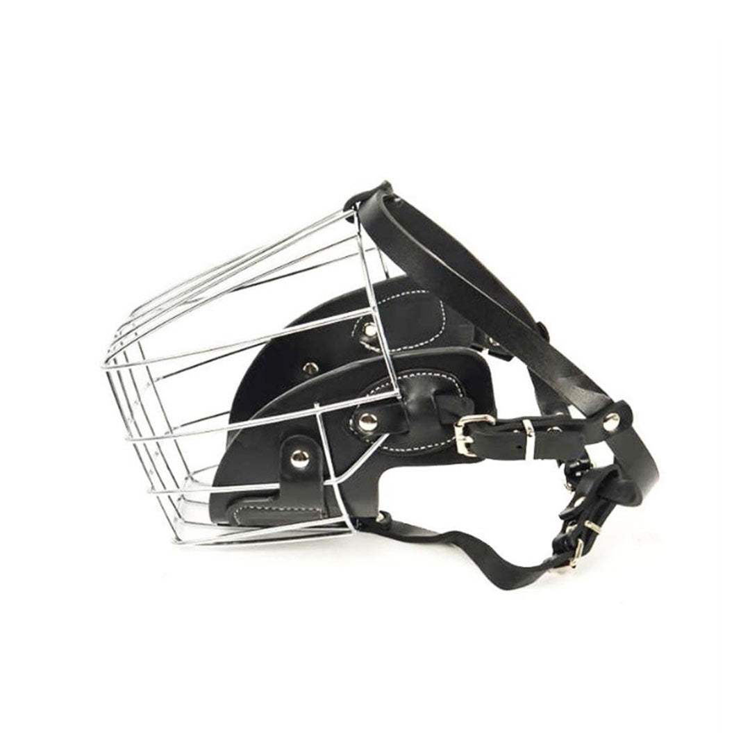 Flip Telli Siyah Deri Köpek Ağızlığı M 12cm