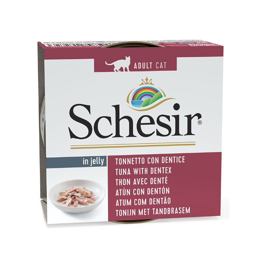 Schesir Soslu Ton Balıklı ve Sinarit Balıklı Yetişkin Kedi Konservesi 85gr