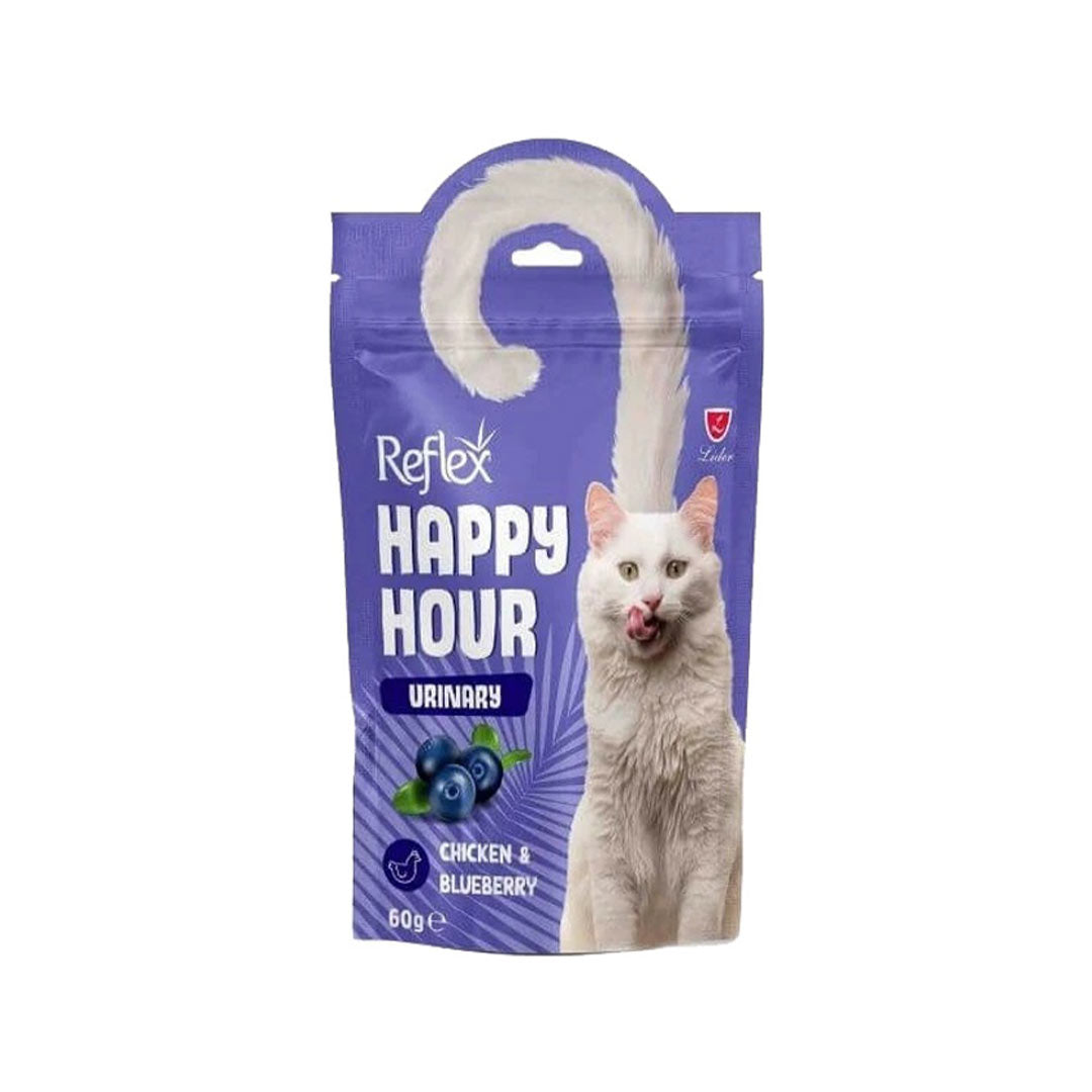 Reflex Happy Hour سیستم ادراری حامی گوشت مرغ و گربه بلوبری 60 گرم