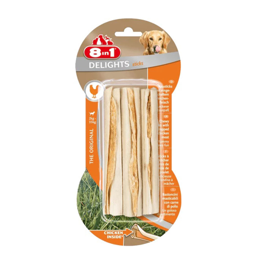 8 in 1 Delights Bones Köpekler için Tavuklu Ağız Bakım Kemiği (3'lü) Sticks 75gr
