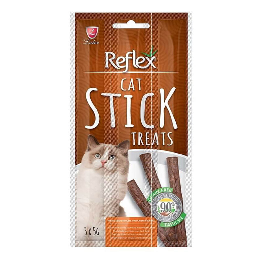 Reflex Tavuklu ve Ördek Etli Tahılsız Kedi Ödül Çubuğu 15 Gr (3'lü)