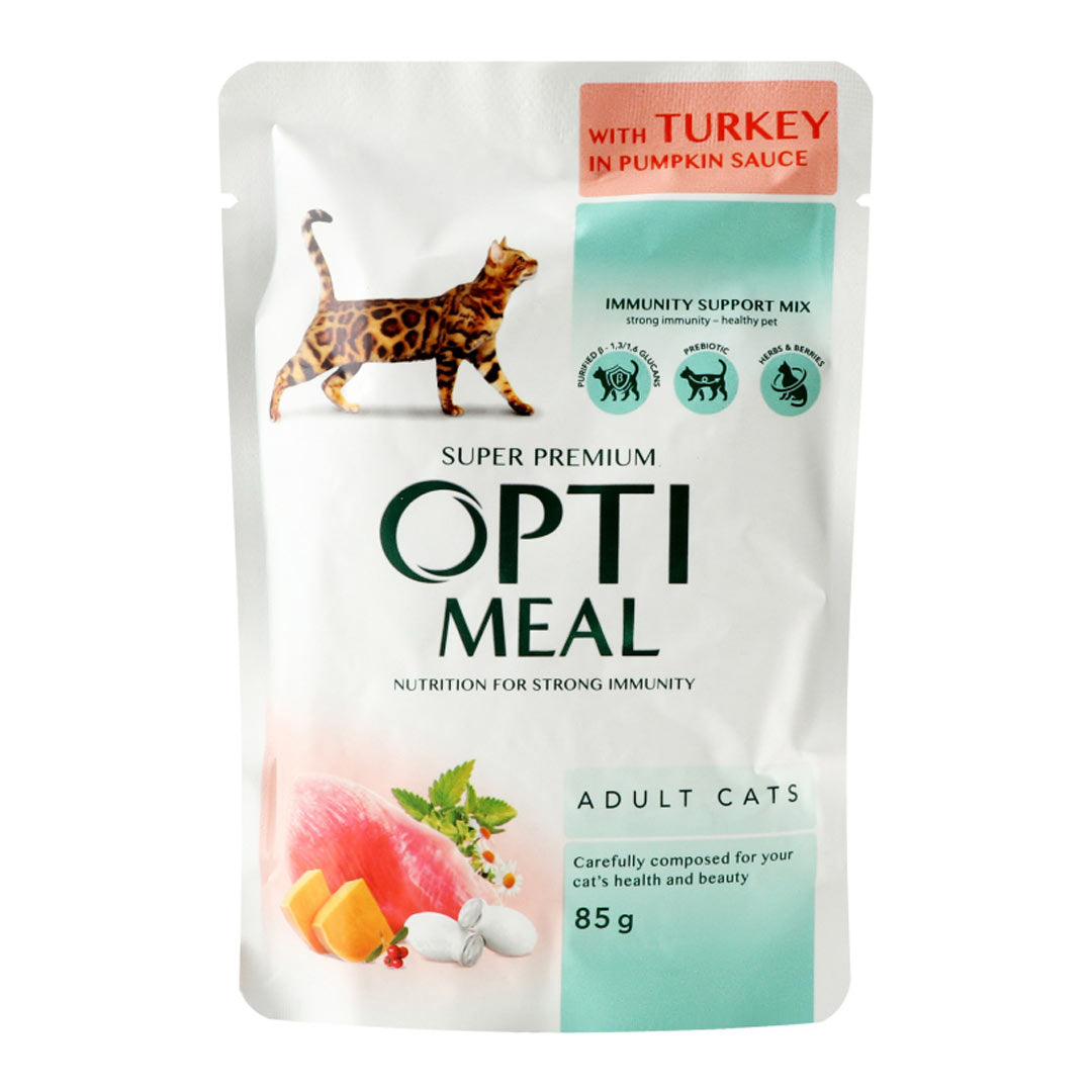 Optimeal Hindili ve Balkabaklı Sos Yetişkin Islak Kedi Maması 85 gr