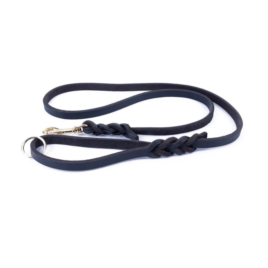 Doggie Eğitim Serisi 4 Örgülü Yağlı Deri Kahverengi Köpek Gezdirme Kayışı S 1.4x150cm