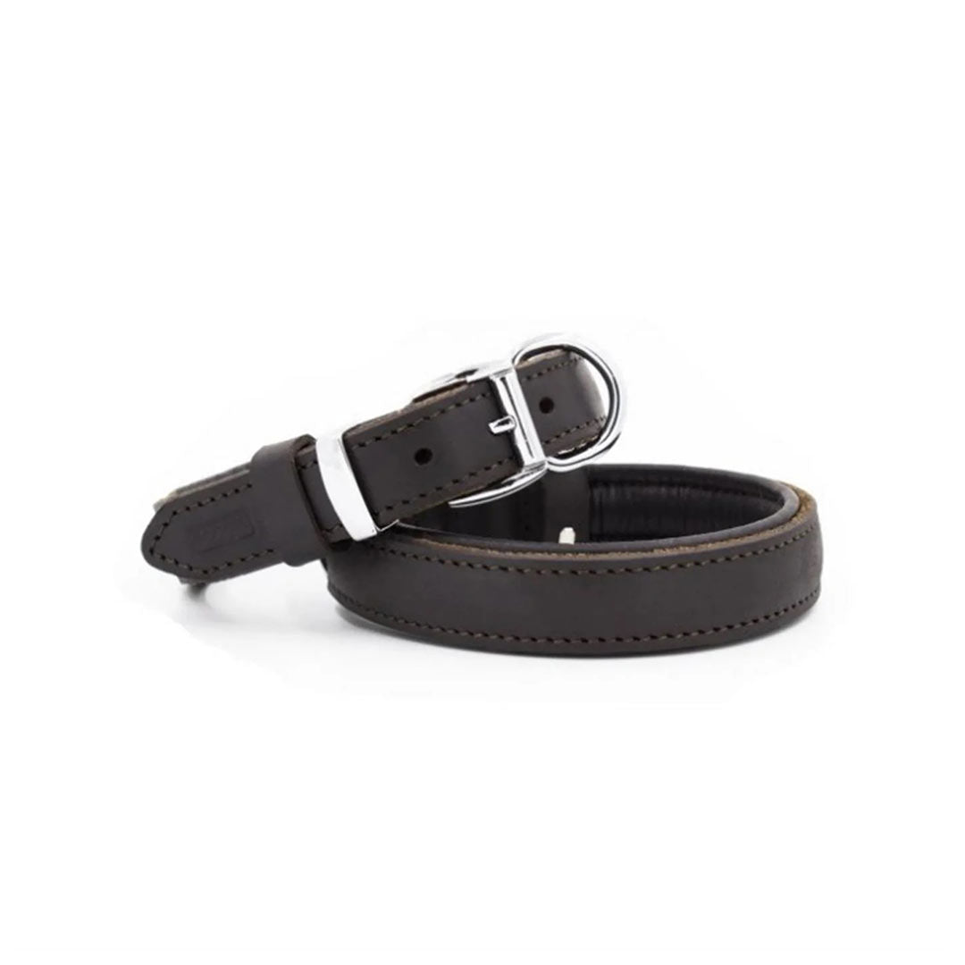 Doggie Genuine Leather Handmade Brown Oiled Dog Collar 2.5x37-45cm